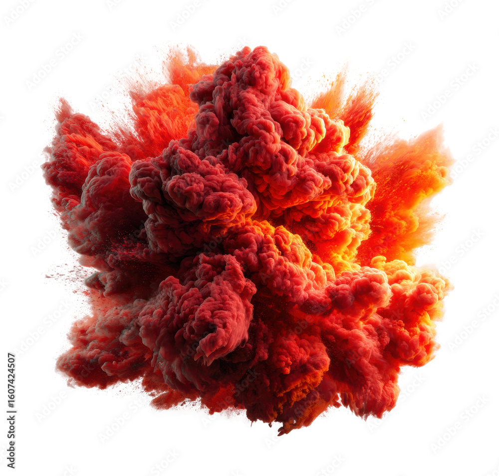 Wall mural explosive eruption of colorful smoke abstract digital creation vibrant view isolated on transparent 
