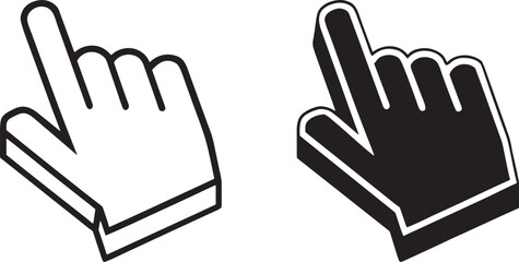 Obraz premium Hand cursor icons black white isometric pointer click
