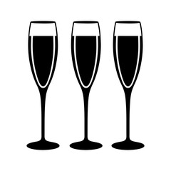 Champagne Flute Silhouette Vector Flat Clean