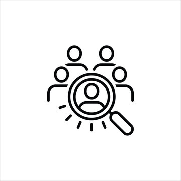 Person Under Magnifying Glass Surrounded by People Outline