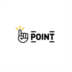 Pointing Hand with Yellow Burst and Black Text finger