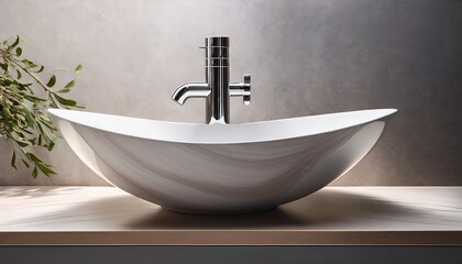 sleek ceramic basin a close up shot of a pristine modern ceramic basin with a metallic faucet embodying minimalist design