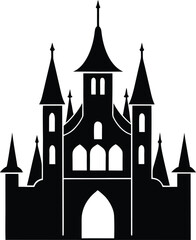 Fototapeta premium Detailed Gothic Style Castle Silhouette Dark Fantasy Vector