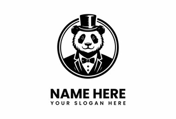 Stylish Panda in Formal Attire Logo Design.