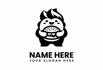 Stylized Cartoon Character Holding a Burger with a Smiling Expression.