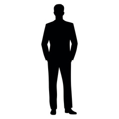 Man silhouette in formal suit standing in confident pose
