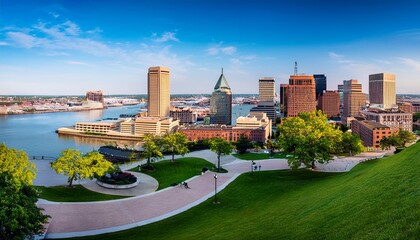 baltimore maryland federal hill park on inner harbor to patapsco river