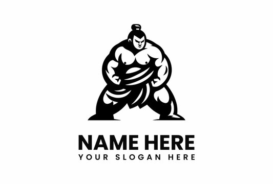 Sumo Wrestler Logo in Bold Black and White Ready to Compete.