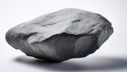 gray rock floating in white background representing geology nature and mineral composition ideal for educational or nature related projects