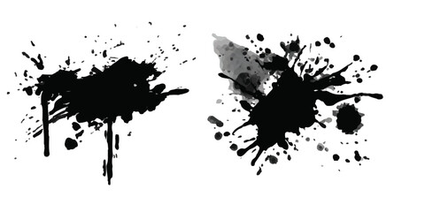 Obraz premium ink blots and splats. detailed ink splats Hyperrealistic Highly Detailed Isolated On Transparent Background 