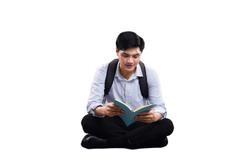 Book Reading Student: A focused individual, engrossed in the pages of a book while sitting on the...