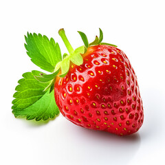 fresh ripe strawberry with green leaves