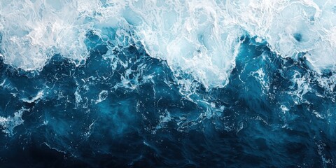 Stunning Ocean Waves with Turquoise Foam and Deep Blue Water
