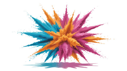 Rainbow Colored Holi Powder Explosion – Vibrant Burst of Multicolor Paint Dust on White Background for Festival, Celebration, and Creative Marketing Materials

