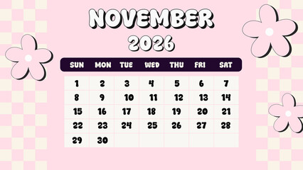 November 2026 Calendar | Printable Calendar November 2026 in High Resolution | 4k November 2026 Calendar | Happy New Year 2026