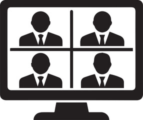 Online meeting with four business professionals icon