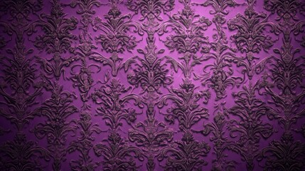 A rich purple wallpaper with a vintage pattern and intricate design 