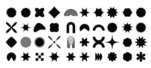 Abstract geometric shapes Bauhaus Memphis design, Brutal primitive forms. Vector illustration