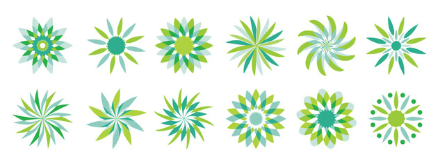abstract flowers blue green
