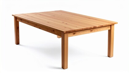 A light wood rectangular table with clean lines and sturdy four-leg design, isolated on white background—minimalist aesthetic perfect for furniture catalog or interior layout mockups.