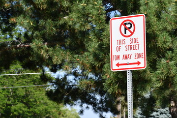 Fototapeta premium This side of street tow away zone. No parking sign.