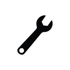 Black Spanner Silhouette with Open End and Octagonal Socket.