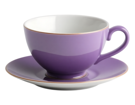 Elegant Purple Teacup and Saucer Set with Gold Trim