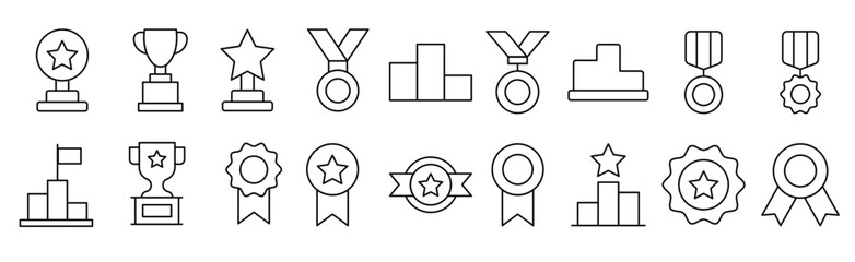 Award for Competition Picture Collection. Editable Stroke. Perfect for Infographics, Articles, Books, Flyers, Banners