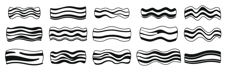 bacon icons set simple vector meet food