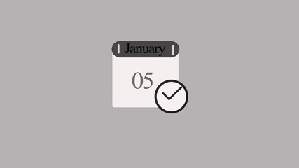 January 5 calender animation.calender time and date animation.