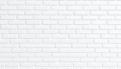 Fototapeta premium A clean white brick wall with staggered joints and uniform texture, ideal for minimalist backdrops, branding visuals, or modern architectural moods.