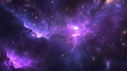 Naklejka premium A cosmic purple wallpaper with stars, nebulae, and swirling energy 