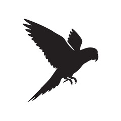 Green parrot flying silhouette vector flat illustration design