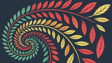 Autumn leaves spiral pattern vector illustration for background design and seasonal art projects exactly