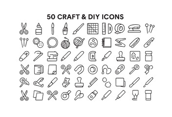Craft and DIY Icons A Collection of 50 Symbols