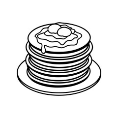 russian pancakes vector line art silhouette