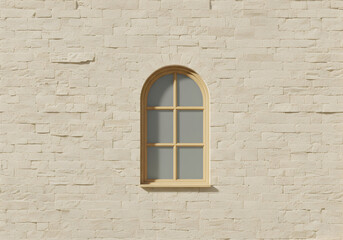 Elegant arched window on a cream brick wall home design