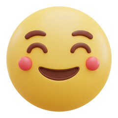 Fototapeta premium An Adorable and Cheerful Face Icon, Smiling Face Emoji, Cut Out, Clipping Path Isolated on a Transparent PNG Background.