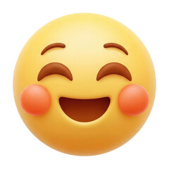 Fototapeta premium A Symbol of Happiness, Joy, and Contentment, Smiling Face Emoji, Cut Out, Clipping Path Isolated on a Transparent PNG Background.