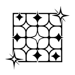 Abstract geometric pattern with sparkling elements in black silhouette  