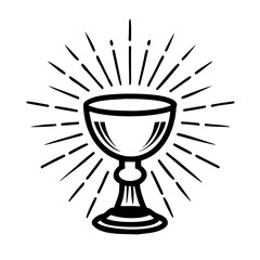 Chalice with rays in simple line art style  