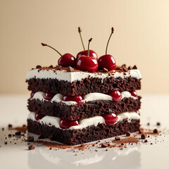 Decadent Black Forest cake layered with chocolate, cherries, and cream