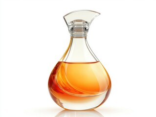 Curvy glass bottle with amber liquid