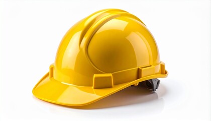 A yellow hard hat with a rounded top and reinforced ridges sitting on a plain surface&mdash;representing safety, construction work, and industrial protection.