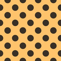 A uniform pattern of evenly spaced black dots is arranged on a light orange background, creating a simple yet striking geometric design. 