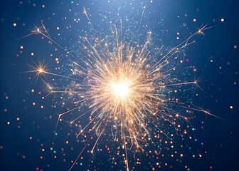 Fototapeta premium Brightly exploding sparkler creates dazzling burst of light and sparks