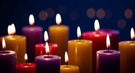 Luminous Candles A Collection of Burning Candles in Vibrant Hues