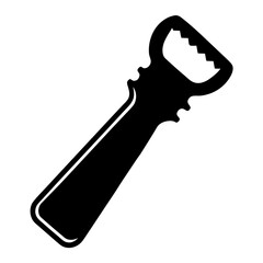 A black silhouette of a bottle opener with a long handle