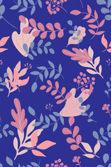 Beautiful Leaves with Branches Floral Abstruct Background Vector Design