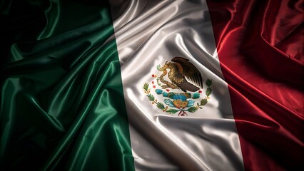 Dramatic silk Mexican flag waving for national pride celebration